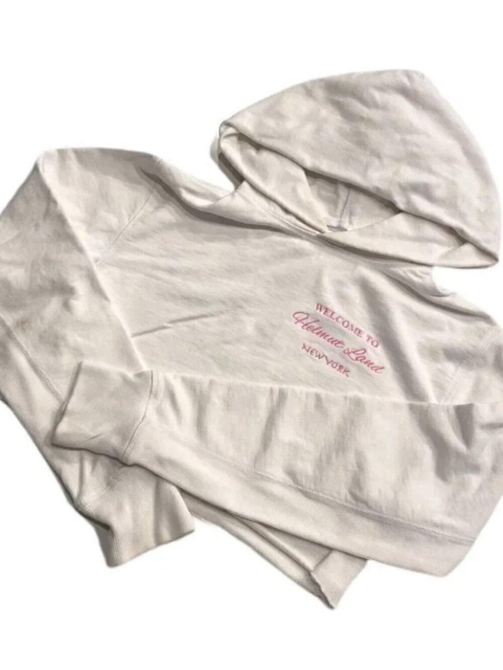 Helmut Lang Unisex Helmutland Crop Hoodie in Chalk White Size XS
